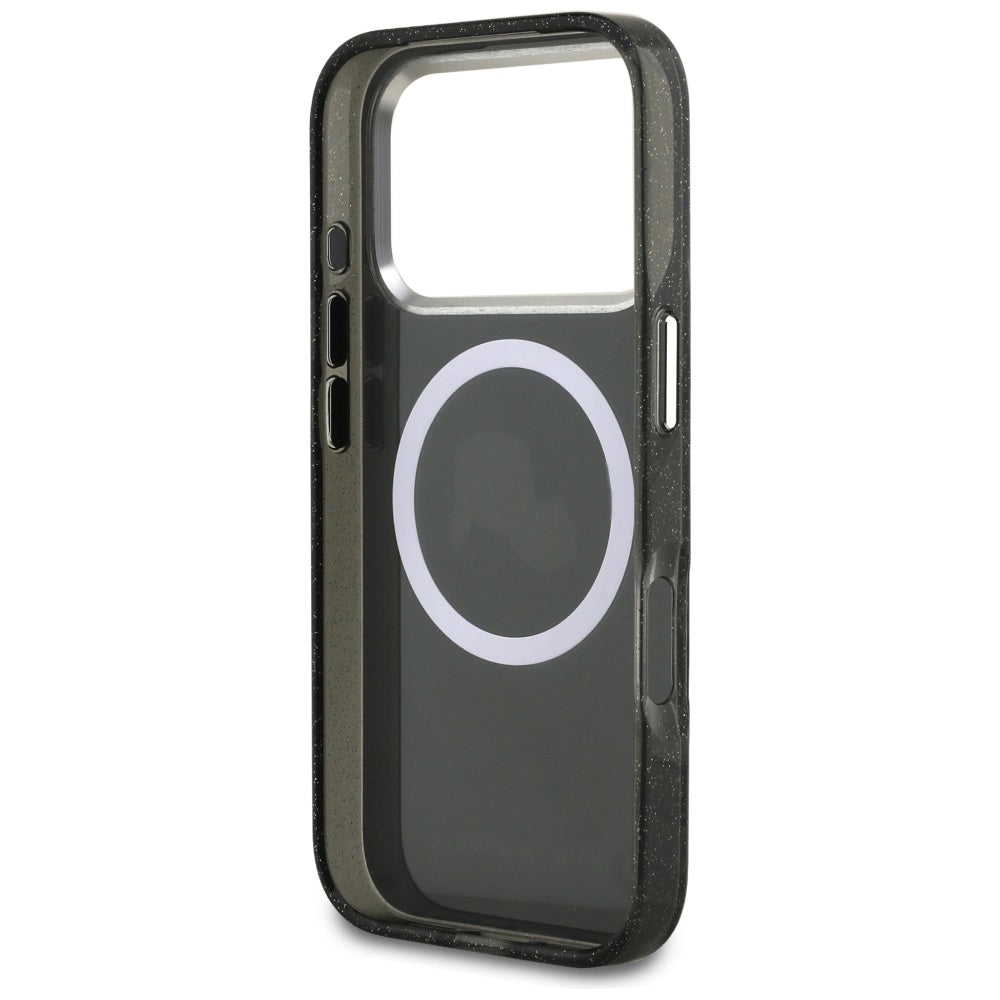 Husa MagSafe pentru Apple iPhone 17 Pro, Karl Lagerfeld, Glitter Karl & Choupette Head, Neagra