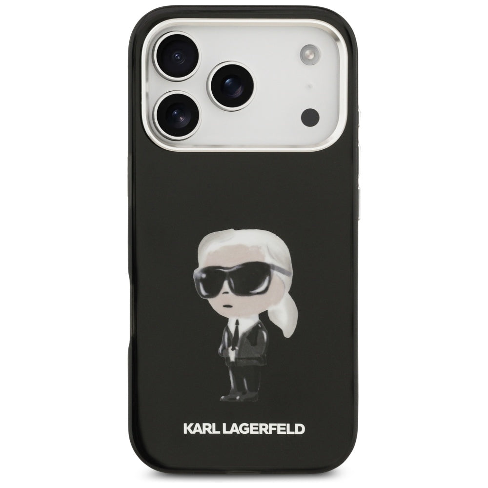 Husa MagSafe pentru Apple iPhone 17 Pro, Karl Lagerfeld, IML Aquarelle Karl Ikonik, Neagra