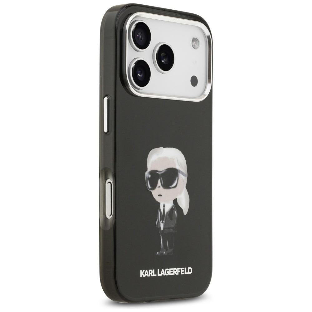 Husa MagSafe pentru Apple iPhone 17 Pro, Karl Lagerfeld, IML Aquarelle Karl Ikonik, Neagra