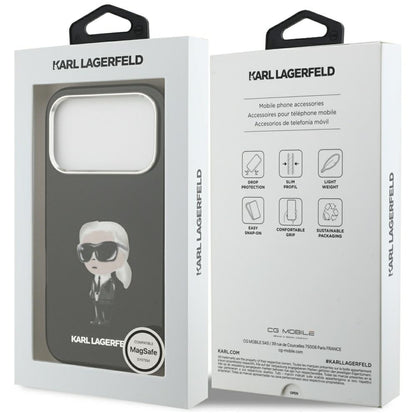Husa MagSafe pentru Apple iPhone 17 Pro, Karl Lagerfeld, IML Aquarelle Karl Ikonik, Neagra