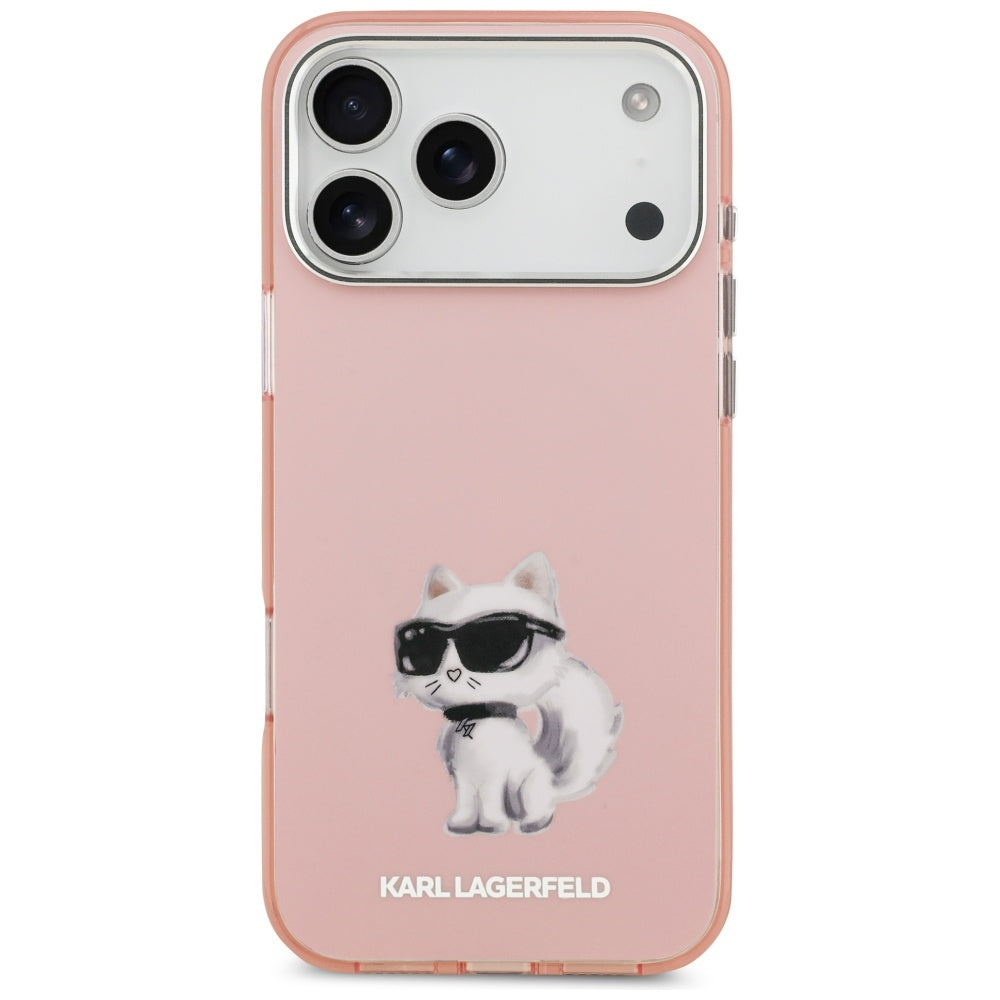 Husa MagSafe pentru Apple iPhone 17 Pro, Karl Lagerfeld, IML Aquarelle Logo Choupette, Roz