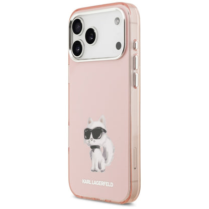Husa MagSafe pentru Apple iPhone 17 Pro, Karl Lagerfeld, IML Aquarelle Logo Choupette, Roz