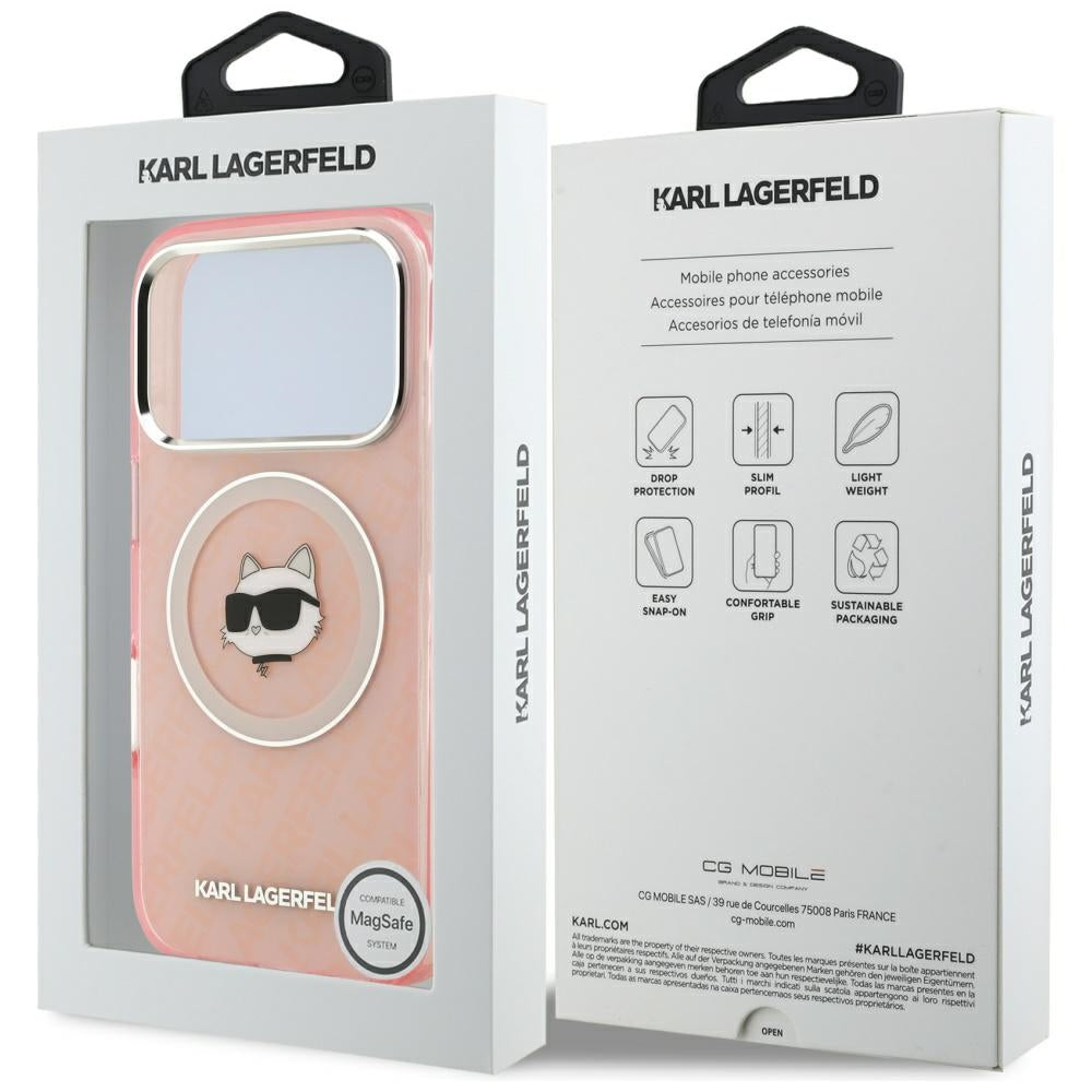 Husa MagSafe pentru Apple iPhone 17 Pro, Karl Lagerfeld, IML Choupette`s Head, Roz