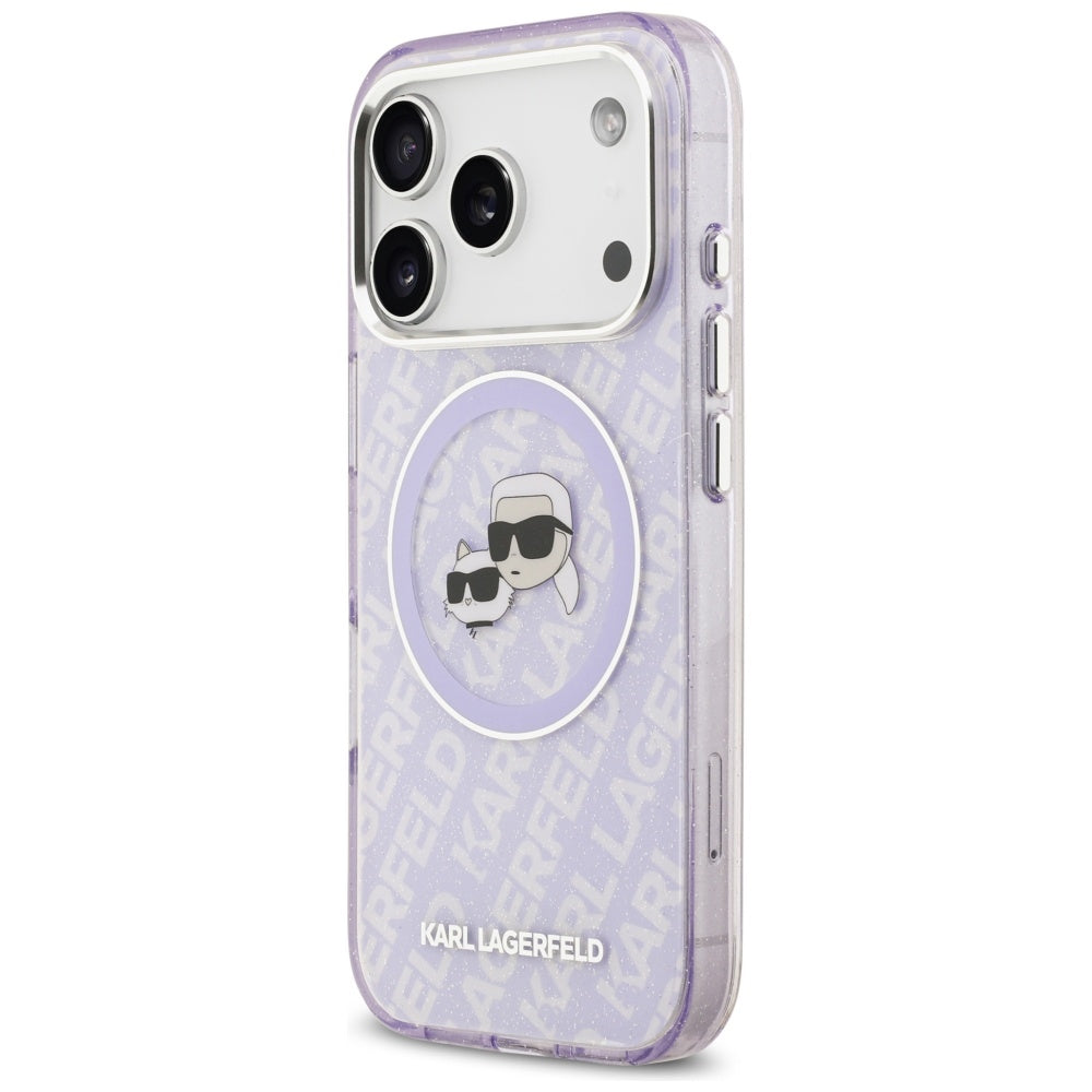 Husa MagSafe pentru Apple iPhone 17 Pro, Karl Lagerfeld, IML Glitter Karl & Choupette`s Heads, Mov