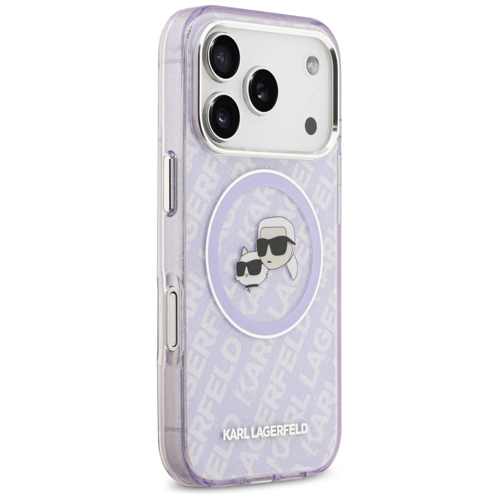 Husa MagSafe pentru Apple iPhone 17 Pro, Karl Lagerfeld, IML Glitter Karl & Choupette`s Heads, Mov