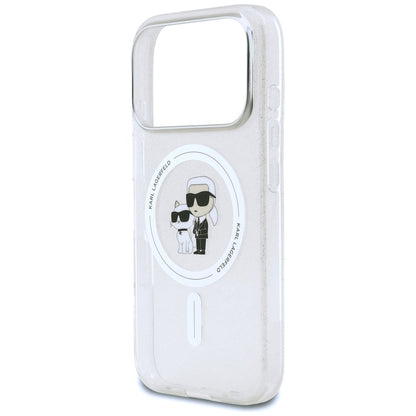Husa MagSafe pentru Apple iPhone 17 Pro, Karl Lagerfeld, IML Glitter Karl & Choupette, Transparenta