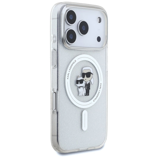 Husa MagSafe pentru Apple iPhone 17 Pro, Karl Lagerfeld, IML Glitter Karl & Choupette, Transparenta