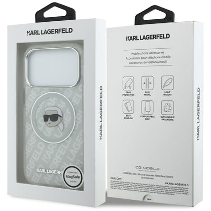 Husa MagSafe pentru Apple iPhone 17 Pro, Karl Lagerfeld, IML Karl`s Head, Gri