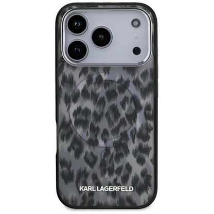 Husa MagSafe pentru Apple iPhone 17 Pro, Karl Lagerfeld, IML Leopard Pattern, Neagra
