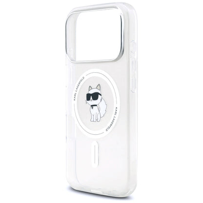 Husa MagSafe pentru Apple iPhone 17 Pro, Karl Lagerfeld, IML Logo Choupette, Transparenta