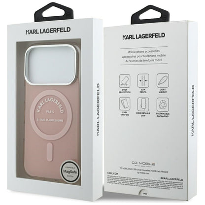 Husa MagSafe pentru Apple iPhone 17 Pro, Karl Lagerfeld, IML Logo RSG, Roz