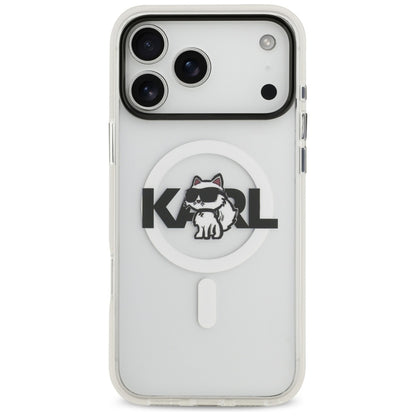 Husa MagSafe pentru Apple iPhone 17 Pro, Karl Lagerfeld, IML Sketch Logo Choupette, Transparenta