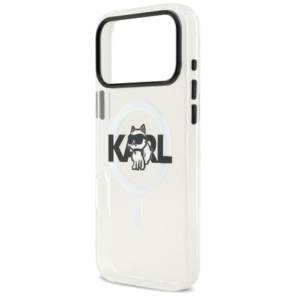 Husa MagSafe pentru Apple iPhone 17 Pro, Karl Lagerfeld, IML Sketch Logo Choupette, Transparenta