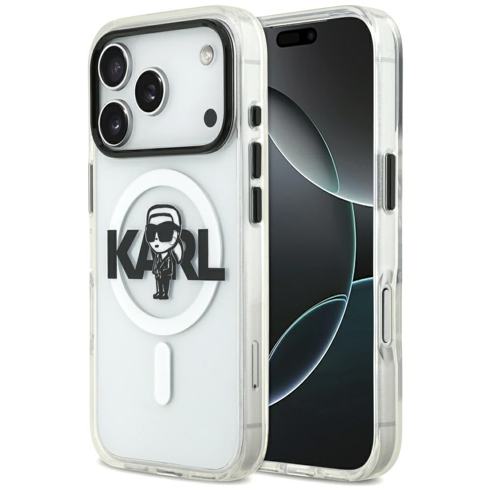 Husa MagSafe pentru Apple iPhone 17 Pro, Karl Lagerfeld, IML Sketch Logo Karl, Transparenta