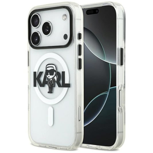 Husa MagSafe pentru Apple iPhone 17 Pro, Karl Lagerfeld, IML Sketch Logo Karl, Transparenta