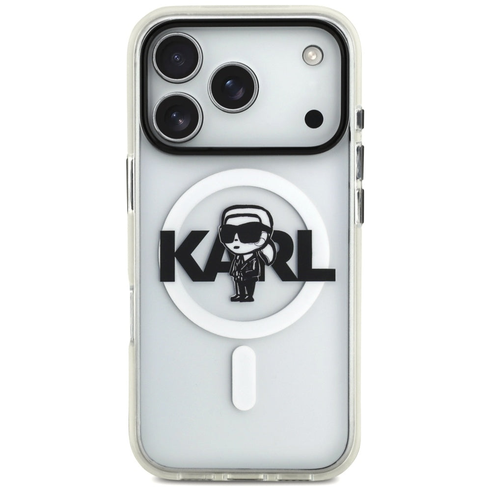 Husa MagSafe pentru Apple iPhone 17 Pro, Karl Lagerfeld, IML Sketch Logo Karl, Transparenta