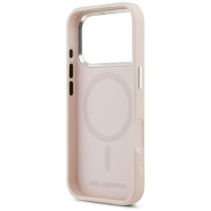 Husa MagSafe pentru Apple iPhone 17 Pro, Karl Lagerfeld, Initial & Metal Logo , Roz