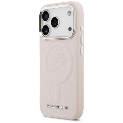 Husa MagSafe pentru Apple iPhone 17 Pro, Karl Lagerfeld, Initial & Metal Logo , Roz