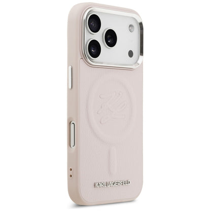 Husa MagSafe pentru Apple iPhone 17 Pro, Karl Lagerfeld, Initial & Metal Logo , Roz