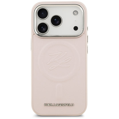 Husa MagSafe pentru Apple iPhone 17 Pro, Karl Lagerfeld, Initial & Metal Logo , Roz