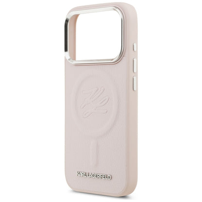 Husa MagSafe pentru Apple iPhone 17 Pro, Karl Lagerfeld, Initial & Metal Logo , Roz