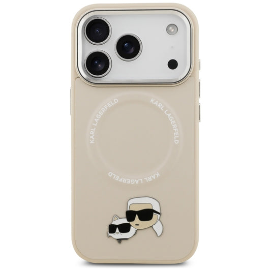 Husa MagSafe pentru Apple iPhone 17 Pro, Karl Lagerfeld, Karl & Choupette Pins, Bej