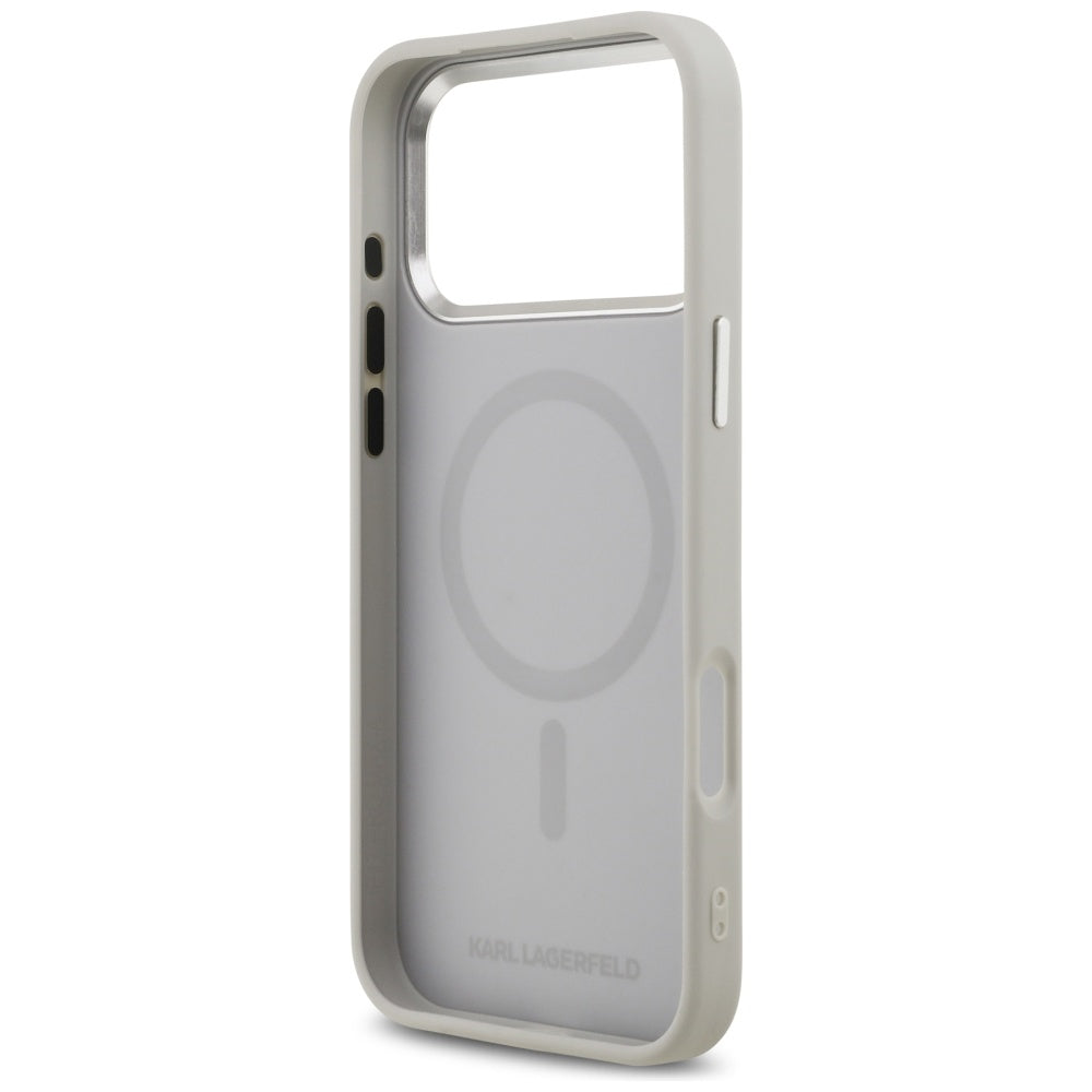 Husa MagSafe pentru Apple iPhone 17 Pro, Karl Lagerfeld, Karl & Choupette Pins, Gri
