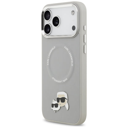 Husa MagSafe pentru Apple iPhone 17 Pro, Karl Lagerfeld, Karl & Choupette Pins, Gri