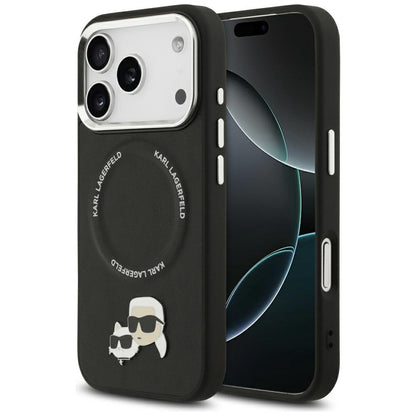 Husa MagSafe pentru Apple iPhone 17 Pro, Karl Lagerfeld, Karl & Choupette Pins, Neagra