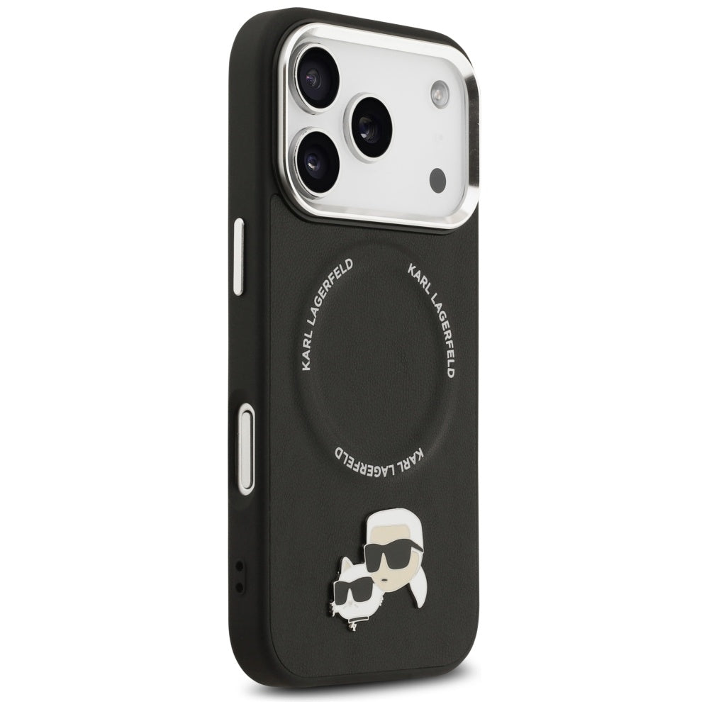 Husa MagSafe pentru Apple iPhone 17 Pro, Karl Lagerfeld, Karl & Choupette Pins, Neagra