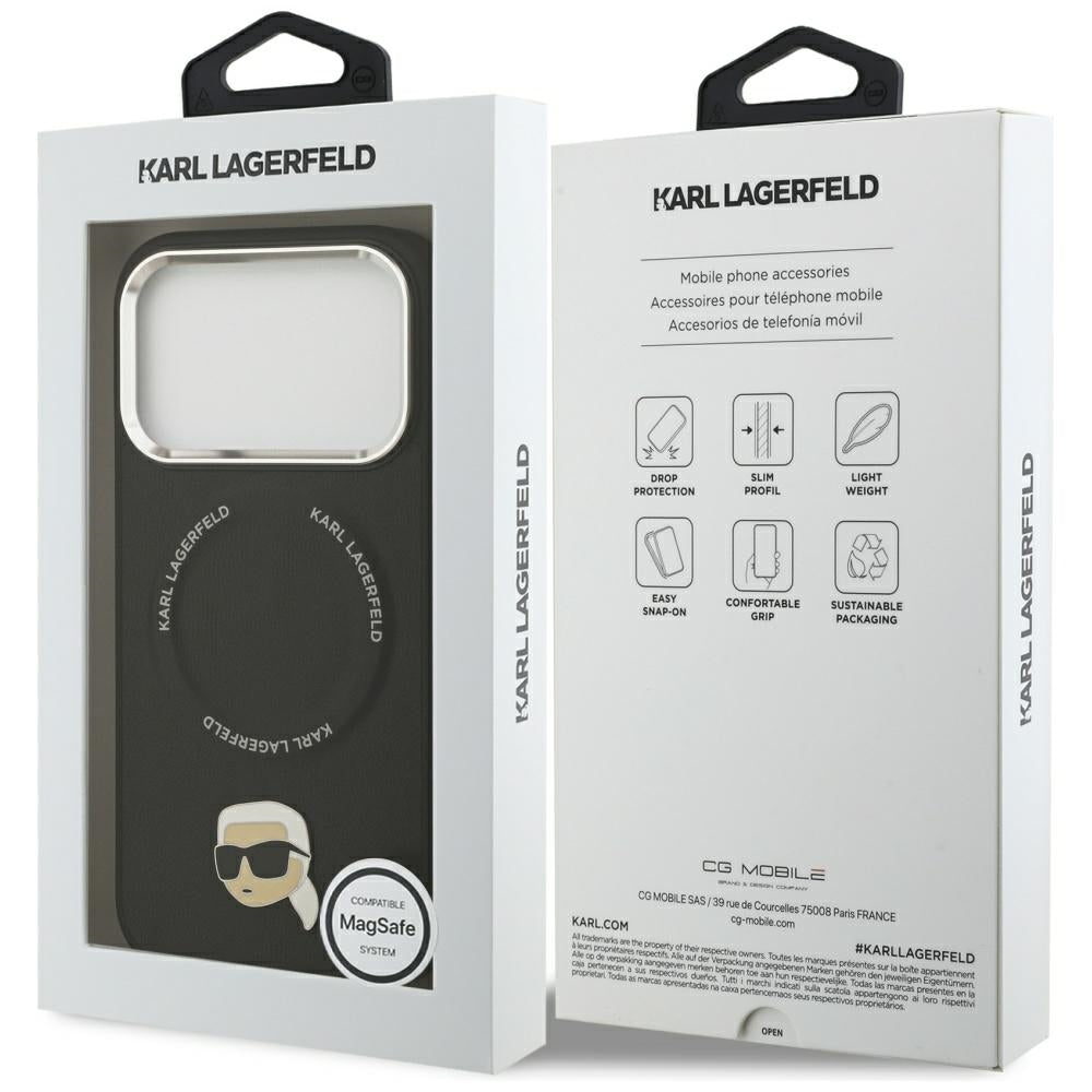 Husa MagSafe pentru Apple iPhone 17 Pro, Karl Lagerfeld, Karl Pin, Neagra