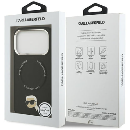 Husa MagSafe pentru Apple iPhone 17 Pro, Karl Lagerfeld, Karl Pin, Neagra