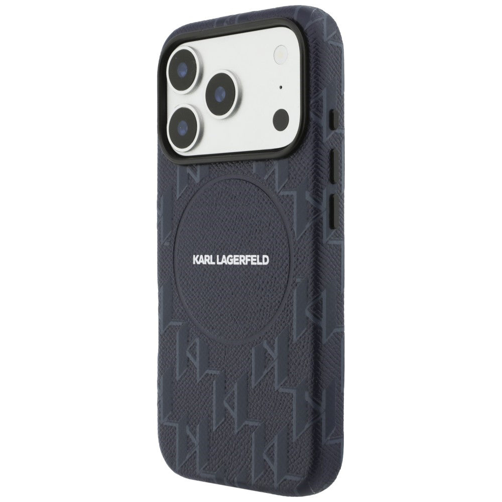 Husa MagSafe pentru Apple iPhone 17 Pro, Karl Lagerfeld, KL Monogram Logo, Albastra