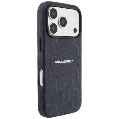 Husa MagSafe pentru Apple iPhone 17 Pro, Karl Lagerfeld, KL Monogram Logo, Albastra
