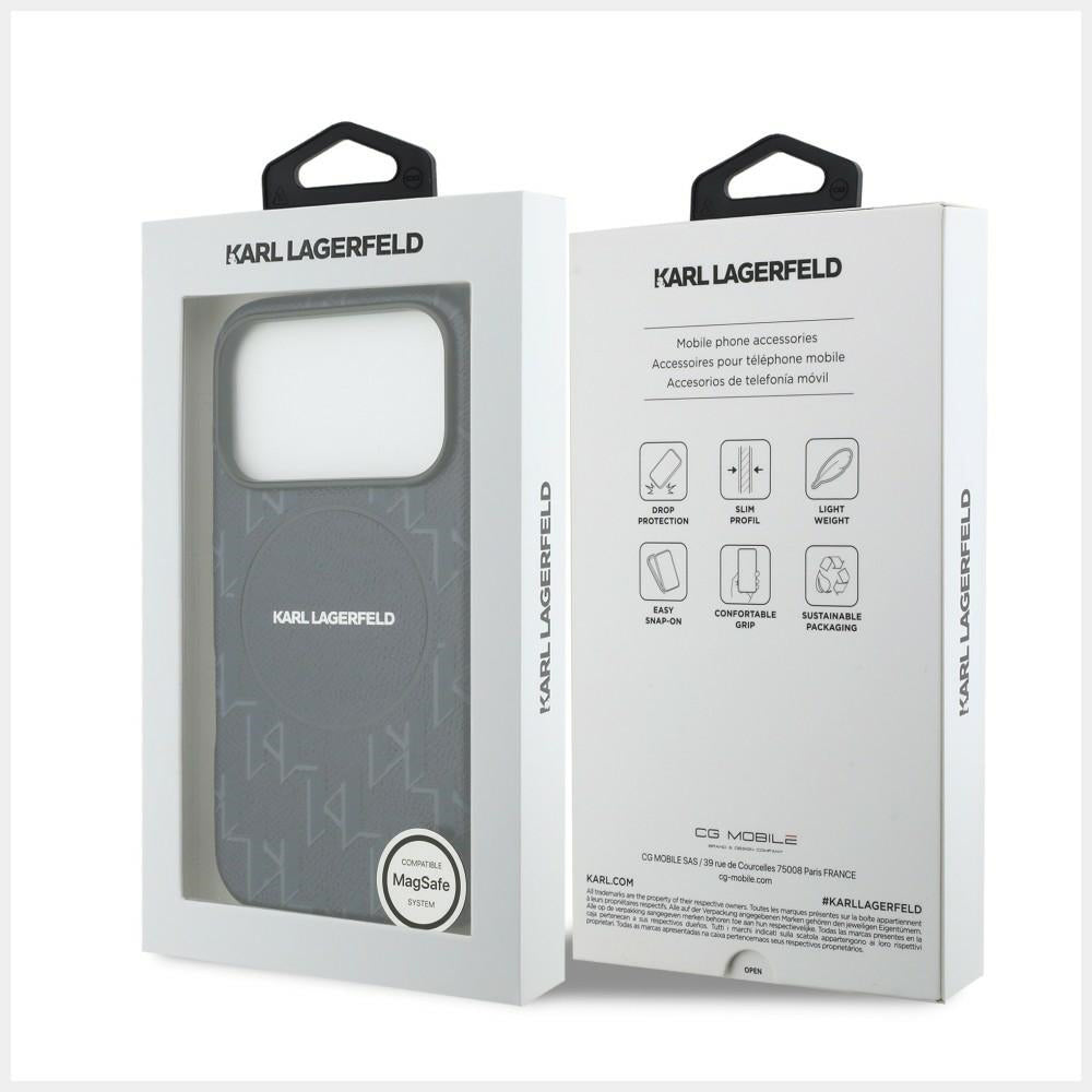 Husa MagSafe pentru Apple iPhone 17 Pro, Karl Lagerfeld, KL Monogram Logo, Albastra