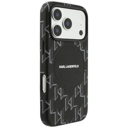 Husa MagSafe pentru Apple iPhone 17 Pro, Karl Lagerfeld, KL Monogram Logo, Neagra