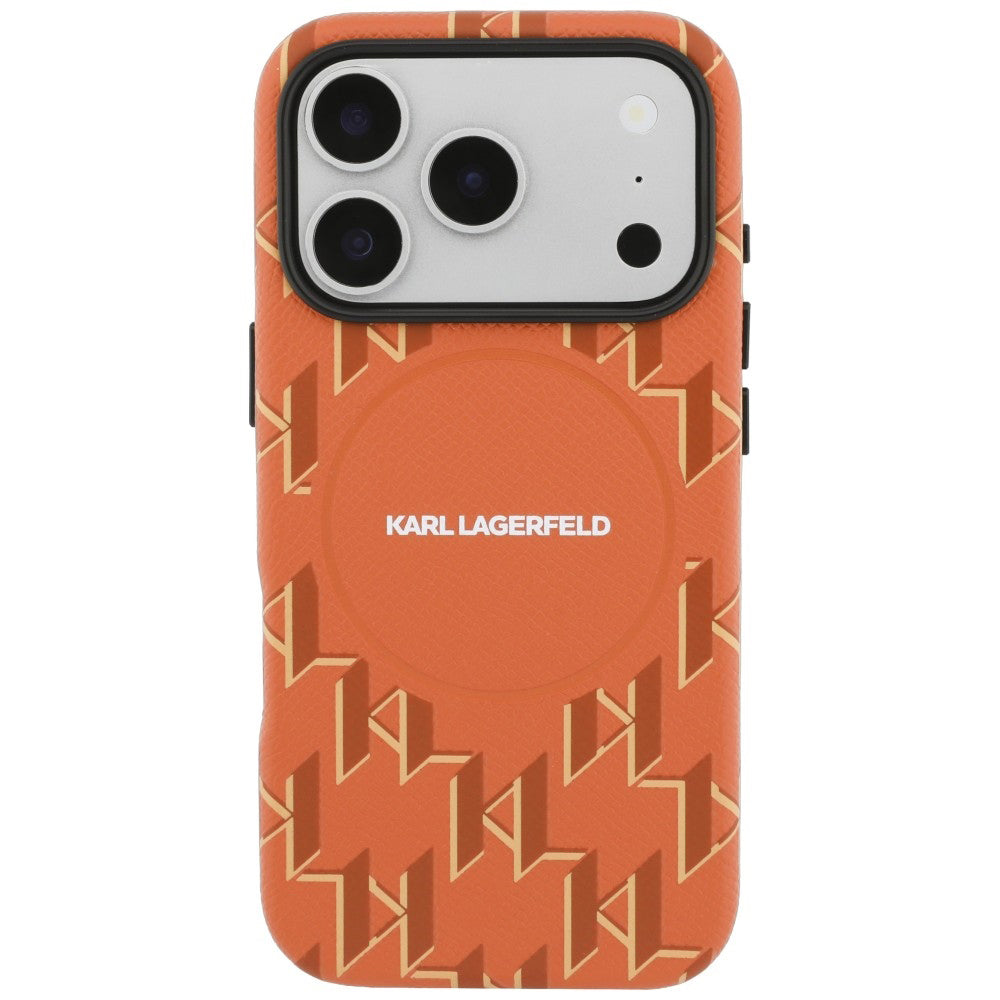 Husa MagSafe pentru Apple iPhone 17 Pro, Karl Lagerfeld, KL Monogram Logo, Portocalie