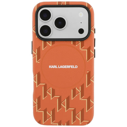 Husa MagSafe pentru Apple iPhone 17 Pro, Karl Lagerfeld, KL Monogram Logo, Portocalie