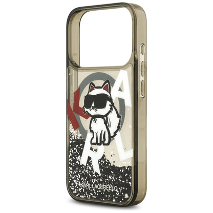 Husa MagSafe pentru Apple iPhone 17 Pro, Karl Lagerfeld, Liquid Glitter Choupette Logo, Neagra