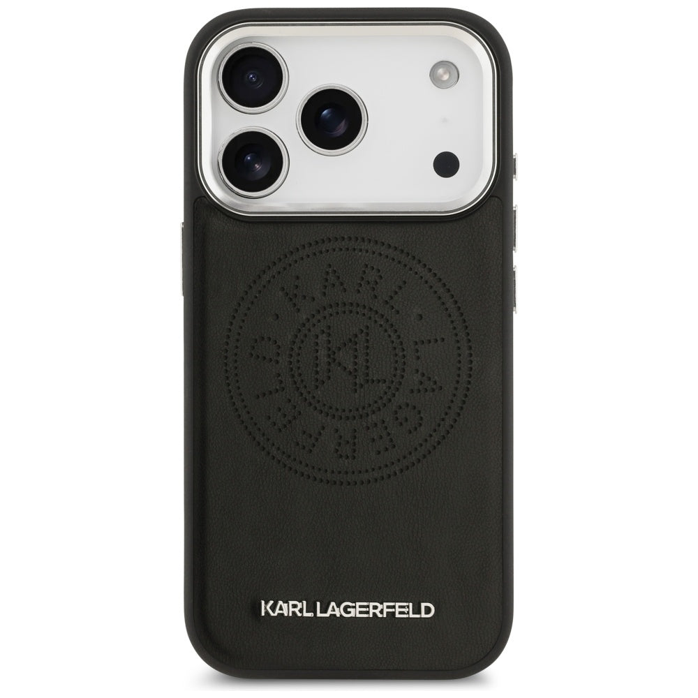Husa MagSafe pentru Apple iPhone 17 Pro, Karl Lagerfeld, Point & Metal Logo, Neagra