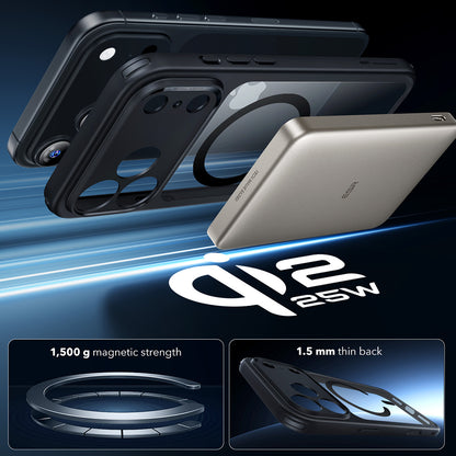 Husa MagSafe pentru Apple iPhone 17 Pro Max, ESR, Classic Hybrid, Neagra Transparenta