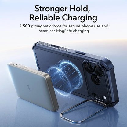 Husa MagSafe pentru Apple iPhone 17 Pro Max, ESR, Cyber Armor Kickstand, Albastra