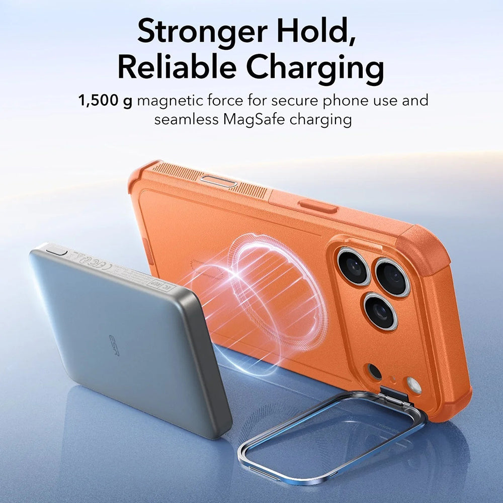 Husa MagSafe pentru Apple iPhone 17 Pro Max, ESR, Cyber Armor Kickstand, Portocalie