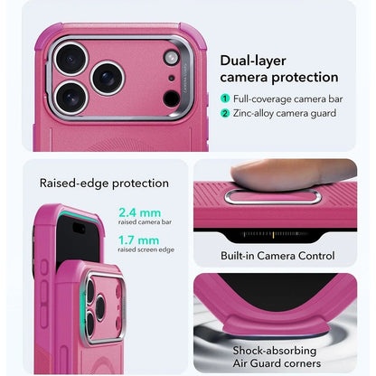 Husa MagSafe pentru Apple iPhone 17 Pro Max, ESR, Cyber Armor Kickstand, Roz