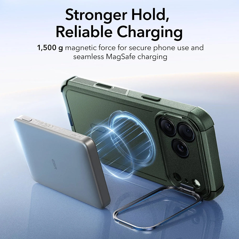 Husa MagSafe pentru Apple iPhone 17 Pro Max, ESR, Cyber Armor Kickstand, Verde