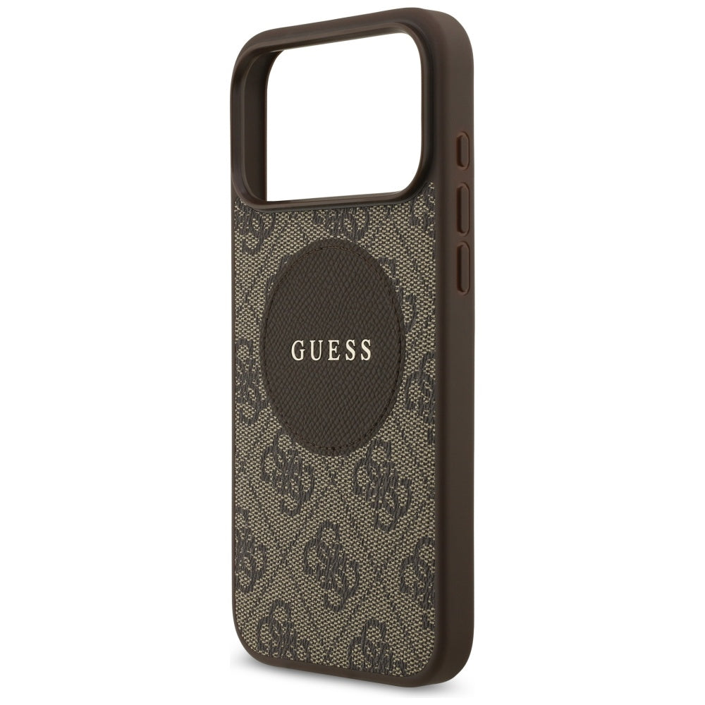Husa MagSafe pentru Apple iPhone 17 Pro Max, Guess, 4G Circle Classic Logo, Maro