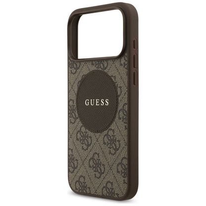 Husa MagSafe pentru Apple iPhone 17 Pro Max, Guess, 4G Circle Classic Logo, Maro
