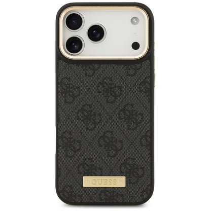 Husa MagSafe pentru Apple iPhone 17 Pro Max, Guess, 4G Logo Plate, Neagra