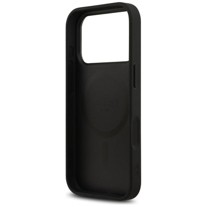 Husa MagSafe pentru Apple iPhone 17 Pro Max, Guess, 4G Printed Stripes, Neagra