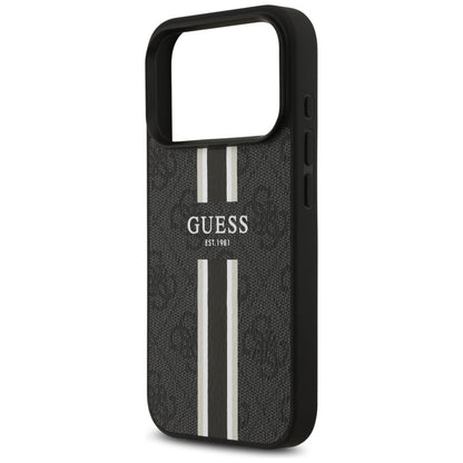 Husa MagSafe pentru Apple iPhone 17 Pro Max, Guess, 4G Printed Stripes, Neagra